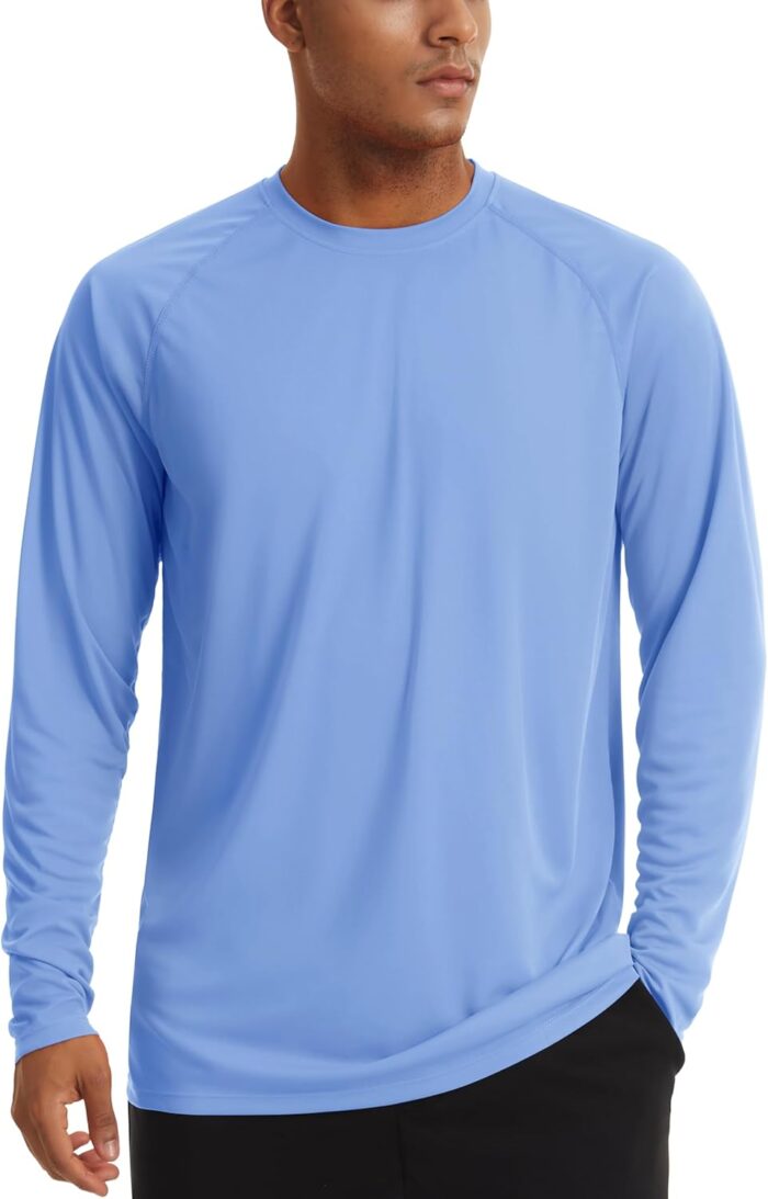 TACVASEN Men's Sun Shirt UPF 50+ Long Sleeve UV Protection Lightweight Rash Guard Swim Shirt Quick Dry Fishing T-Shirt