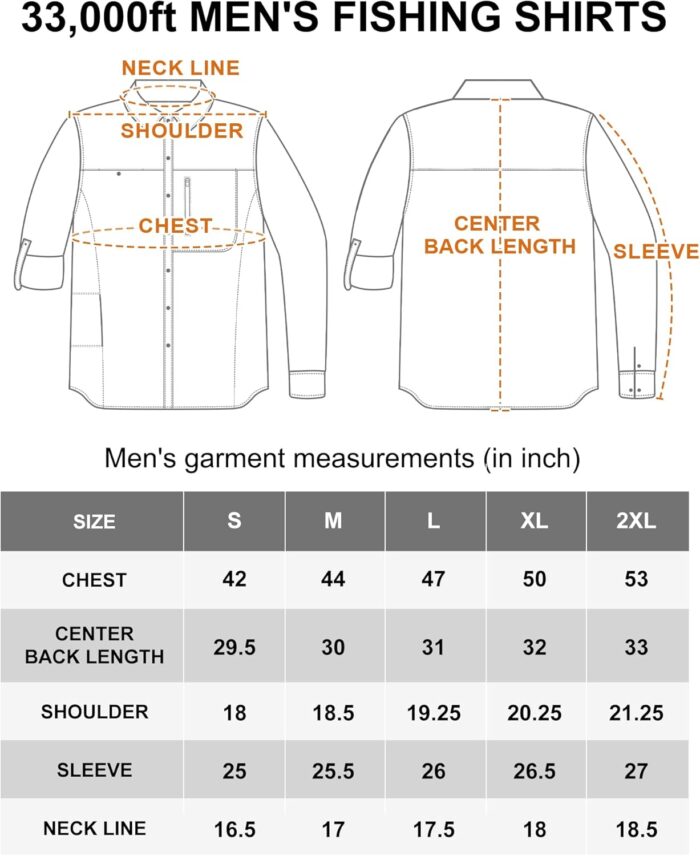 33,000ft Men's UPF 50+ UV Protection Long Sleeve Hiking Shirts Breathable Quick Dry Fishing Shirts for Safari, Outdoor - Image 7