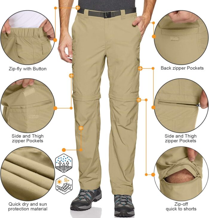 Mens Hiking Pants Convertible Zip Off Lightweight Quick Dry Fishing Safari Camping Travel boy Scout Pants - Image 6