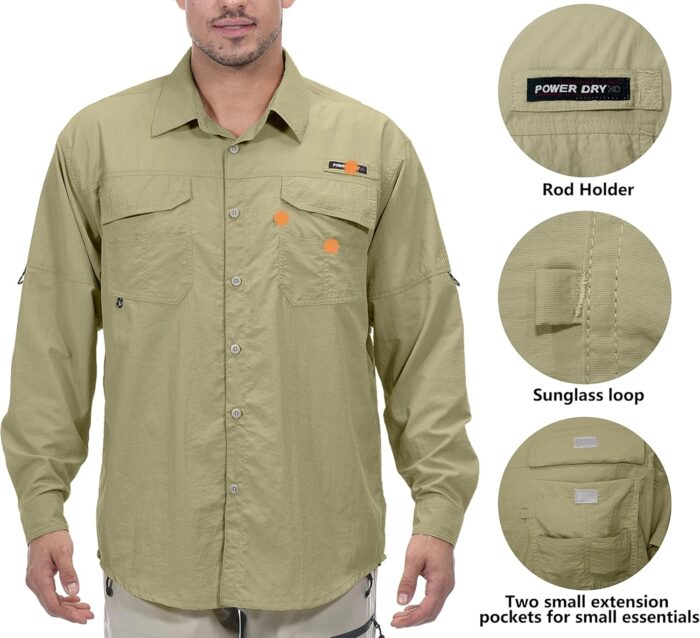 Little Donkey Andy Men's UPF 50+ UV Protection Shirt, Long Sleeve Fishing Hiking Shirt - Image 4
