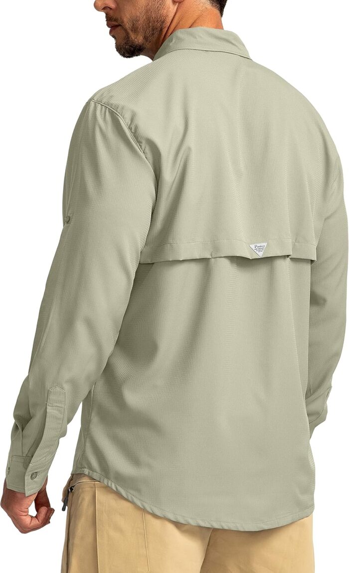 Men's Sun Protection Fishing Shirts Long Sleeve Travel Work Shirts for Men UPF50+ Button Down Shirts with Zipper Pockets - Image 3