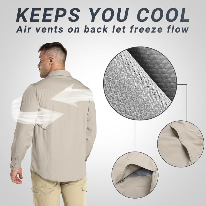 Outdoor Ventures Men's UPF 50+ UV Sun Protection SPF Hiking Shirt Long Sleeve Lightweight Quick Dry for Safari Travel Fishing - Image 2