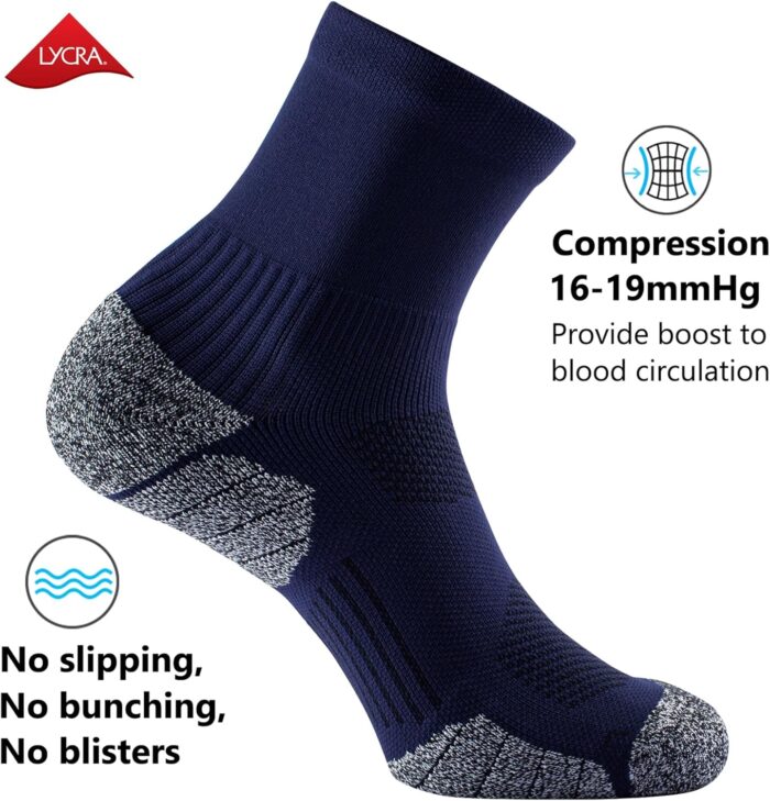 CWVLC Compression Athletic Quarter Socks Cushioned for Men Women - Image 3