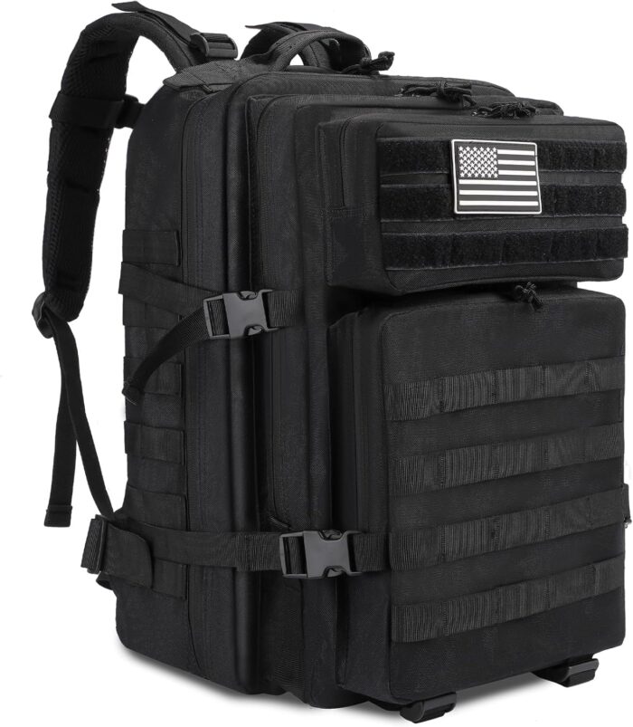 TOMSHOO 45L Military Tactical Backpacks Large MOLLE 3 Day Assault Pack for Men And Women Outdoor Hiking Hunting Camping (Black)