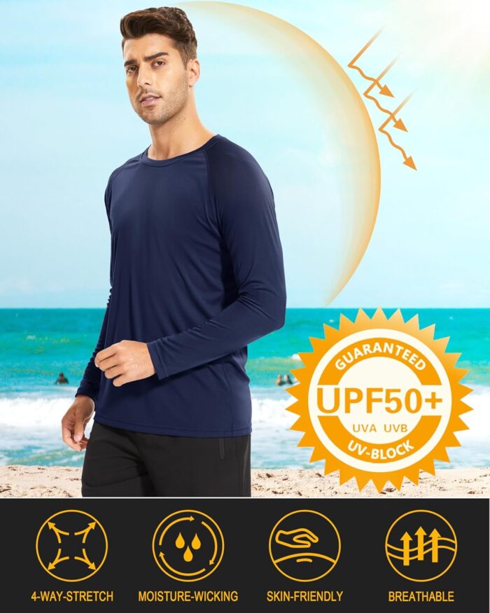 MAGCOMSEN Men's Long Sleeve Shirts UPF 50+ UV Sun Protection Athletic Shirts for Hiking Running Workout Rash Guard - Image 2