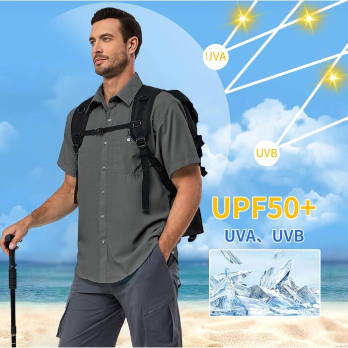 Little Donkey Andy Men's UPF 50 UV Protection Shirt, Ultra-Breathable Short Sleeve Fishing Hiking Shirts - Image 5