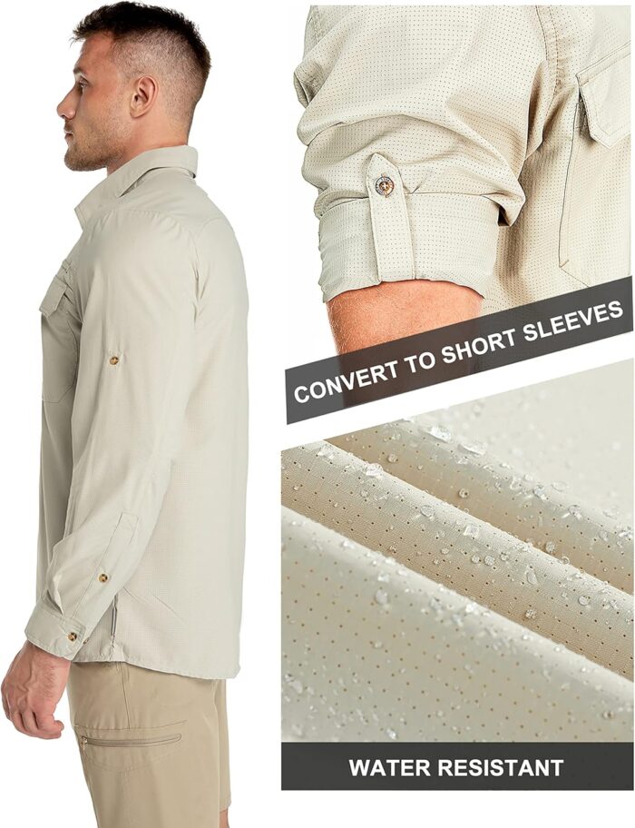 33,000ft Men's Long Sleeve Sun Protection Shirt UPF 50+ UV Quick Dry Cooling Fishing Shirts for Travel Safari Camping Hiking - Image 3