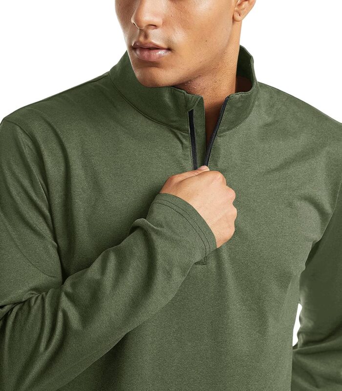 KEFITEVD Men's Athletic Shirts Long Sleeve 1/4 Zip Lightweight Fleece Lined Golf Active Pullover Workout Shirts Sweatshirt - Image 5