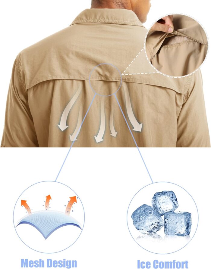 MAGCOMSEN Men's UPF 50+ Sun Protection Shirts, Button Down Long Sleeve Shirt for Hiking, Fishing, Safari - Image 4