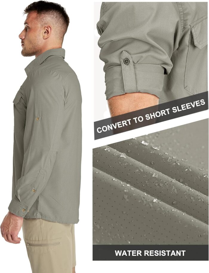 33,000ft Men's Long Sleeve Sun Protection Shirt UPF 50+ UV Quick Dry Cooling Fishing Shirts for Travel Safari Camping Hiking - Image 3
