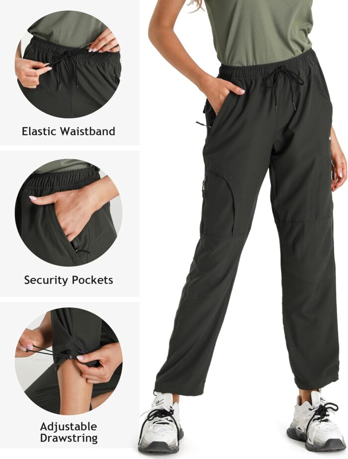 Seamaid Women's Hiking Pants Quick Dry Lightweight Water Resistant Cargo Pants with Zipper Pockets Travel Outdoor - Image 4