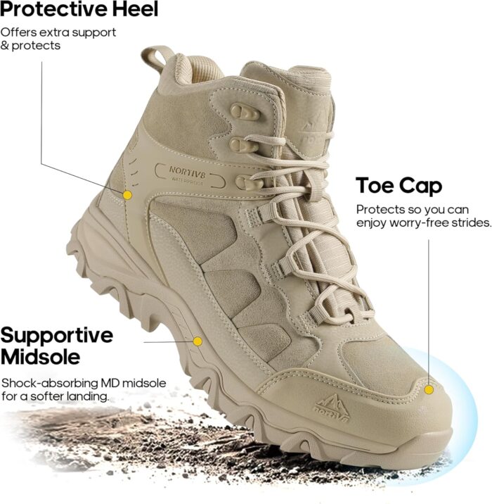 NORTIV 8 Men's Waterproof Hiking Boots Outdoor Mid Trekking Backpacking Mountaineering Shoes - Image 6