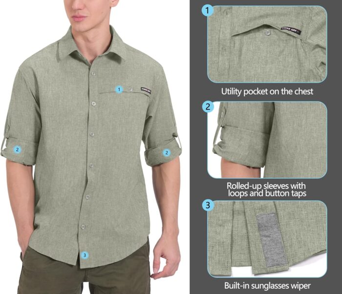 Little Donkey Andy Men's UPF 50+ UV Protection Shirt, Breathable Long Sleeve Fishing Hiking Shirt, Air-Holes Tech - Image 5