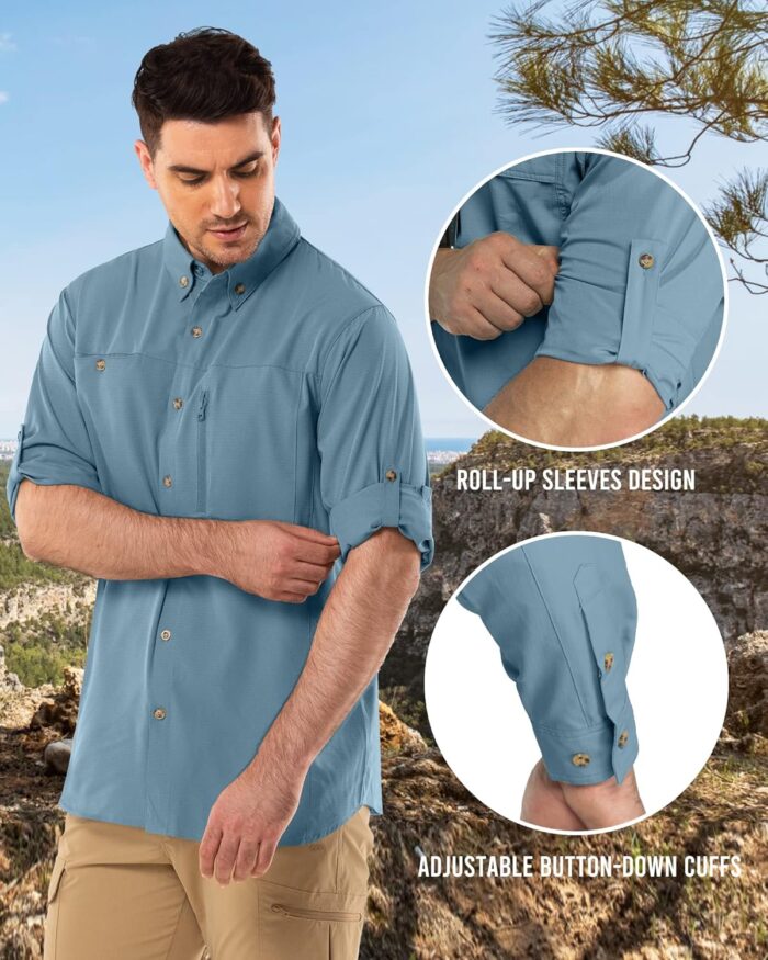 Outdoor Ventures Men's Long Sleeve Hiking Shirt UPF 50 UV Sun Protection Shirt Cooling Quick Dry for Travel Fishing Safari - Image 5