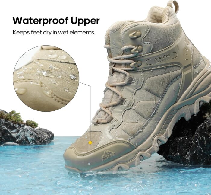 NORTIV 8 Men's Waterproof Hiking Boots Outdoor Mid Trekking Backpacking Mountaineering Shoes - Image 7