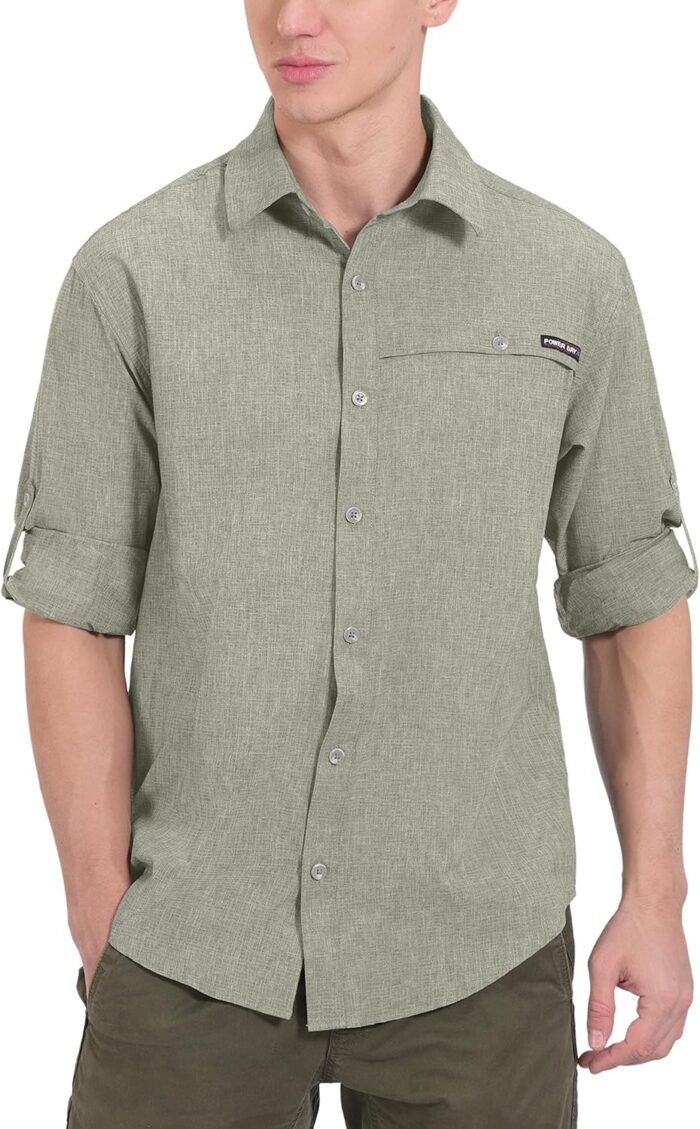 Little Donkey Andy Men's UPF 50+ UV Protection Shirt, Breathable Long Sleeve Fishing Hiking Shirt, Air-Holes Tech