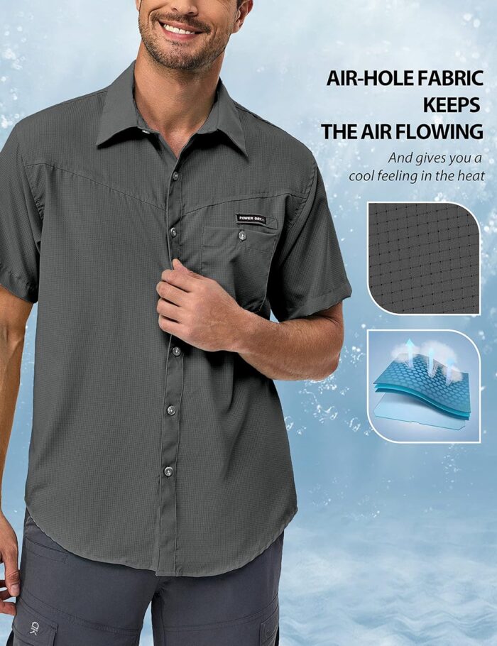 Little Donkey Andy Men's UPF 50 UV Protection Shirt, Ultra-Breathable Short Sleeve Fishing Hiking Shirts - Image 3