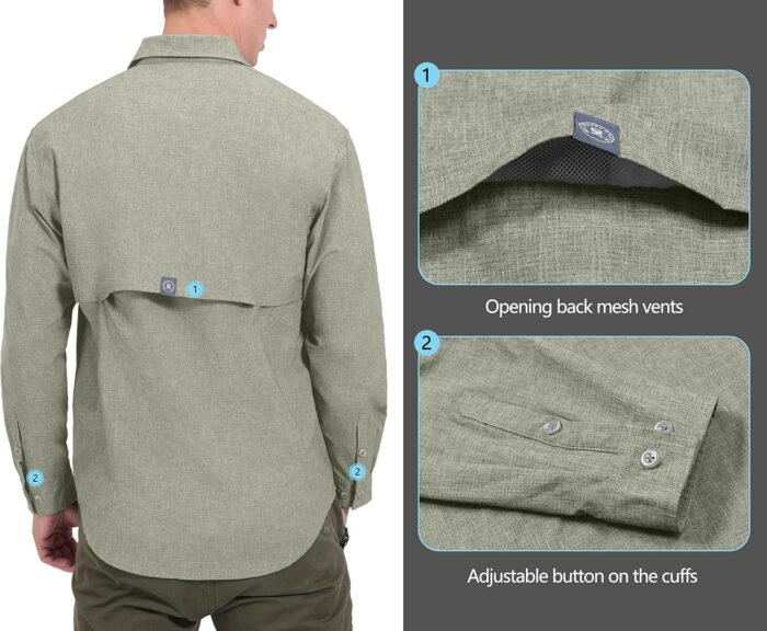 Little Donkey Andy Men's UPF 50+ UV Protection Shirt, Breathable Long Sleeve Fishing Hiking Shirt, Air-Holes Tech - Image 6