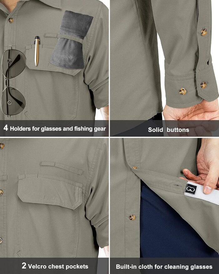 33,000ft Men's Long Sleeve Sun Protection Shirt UPF 50+ UV Quick Dry Cooling Fishing Shirts for Travel Safari Camping Hiking - Image 5